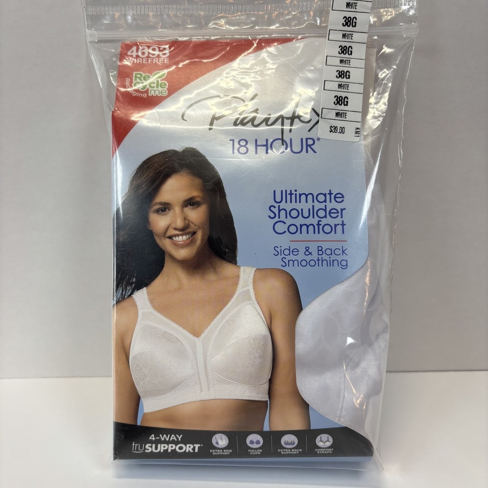 Playtex 4693 Bra Women's 18 Hour Wirefree 38G White New MSRP $39.00